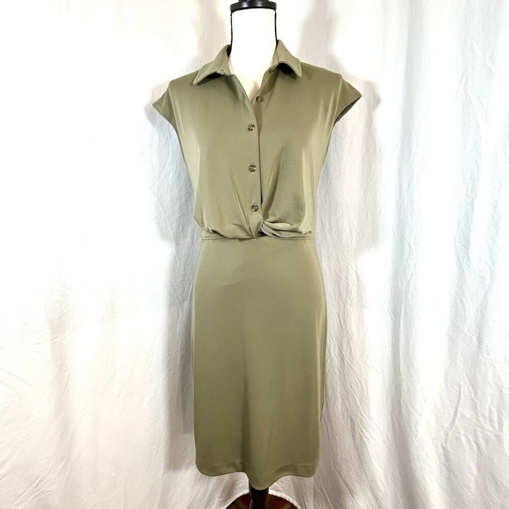 Banana Republic Olive Green Cap Sleeve Shirt Dress